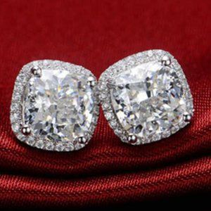 12mm White Cubic Zircon 925 Sterling Silver Stud Earring  SG-0032